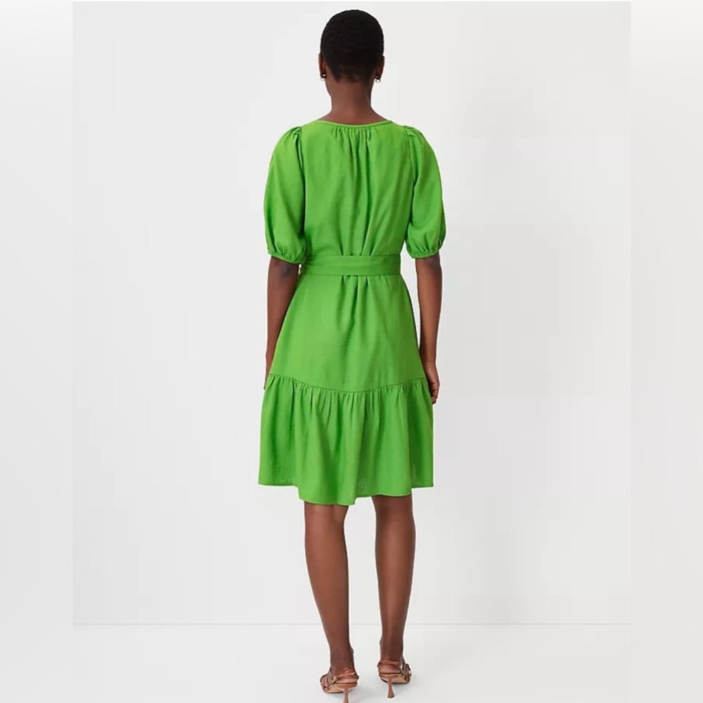 Ann Taylor Green Puff-Sleeve Midi Dress XLP - Picture 2 of 13